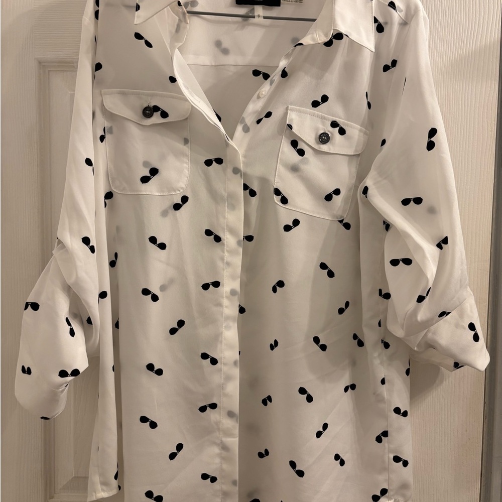 Karl Lagerfeld White Blouse with Black Accents